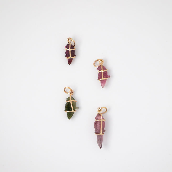 Pericos — Tourmaline Carvings with 14k gold