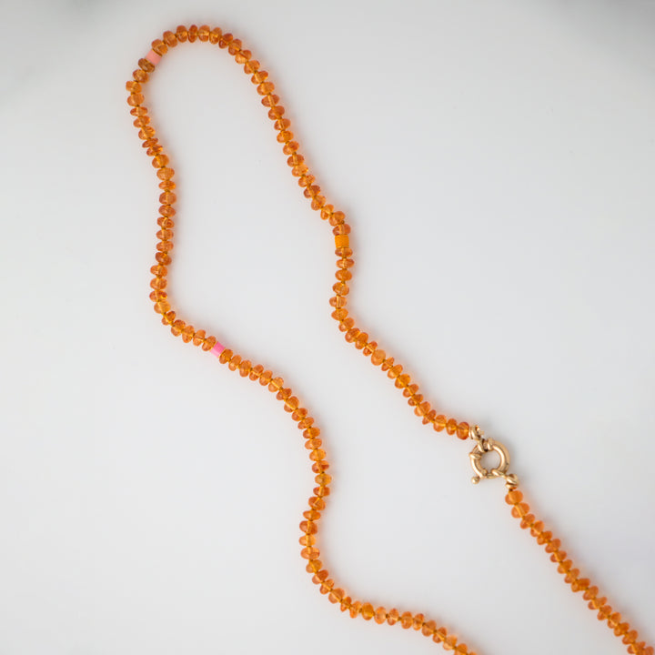 Sol - Spessartine Garnet Necklace with Enamel Beads