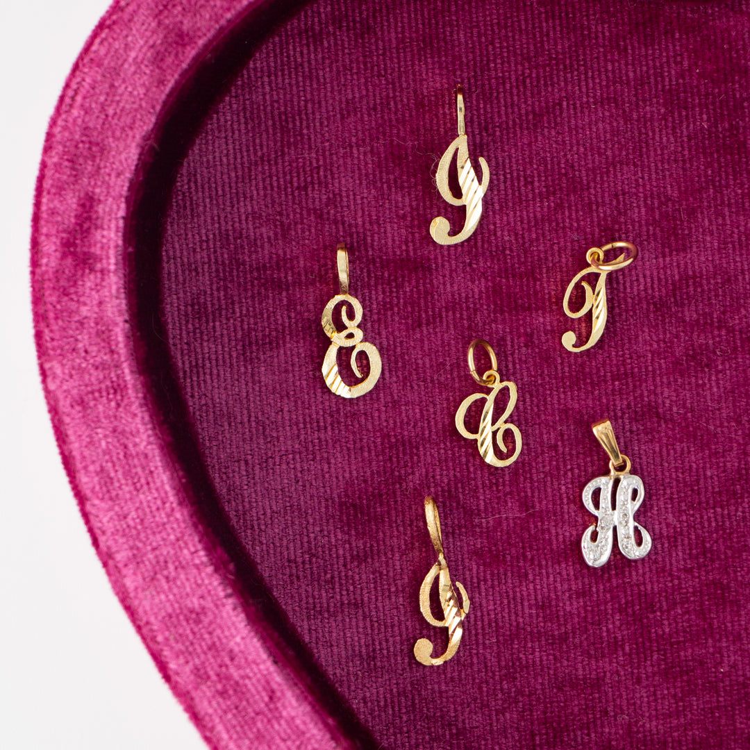 Vintage 14k Yellow Gold Initials Charms