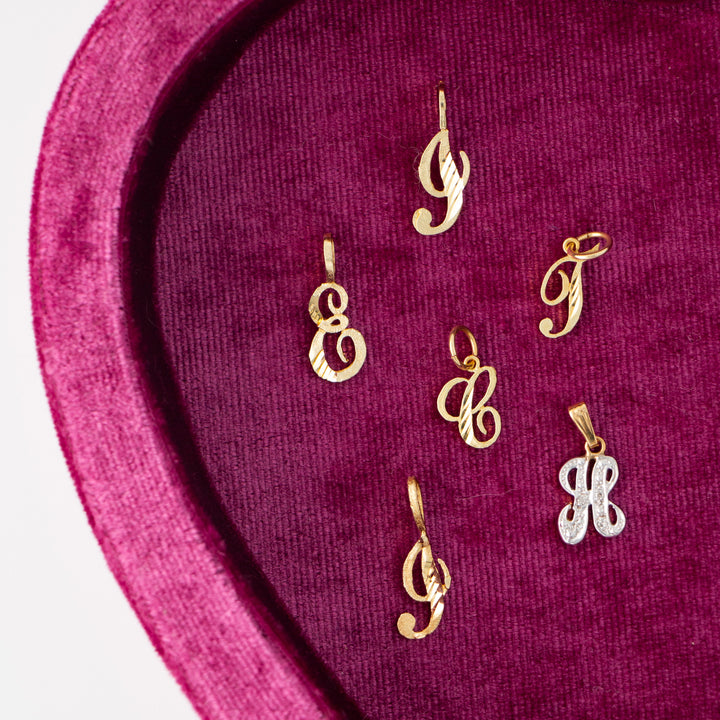 Vintage 14k Yellow Gold Initials Charms