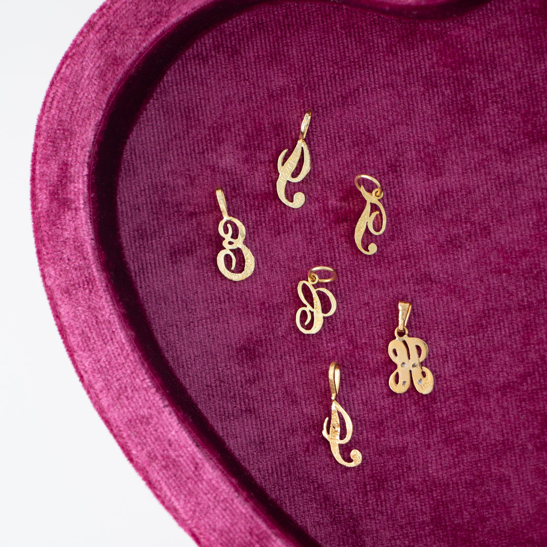 Vintage 14k Yellow Gold Initials Charms