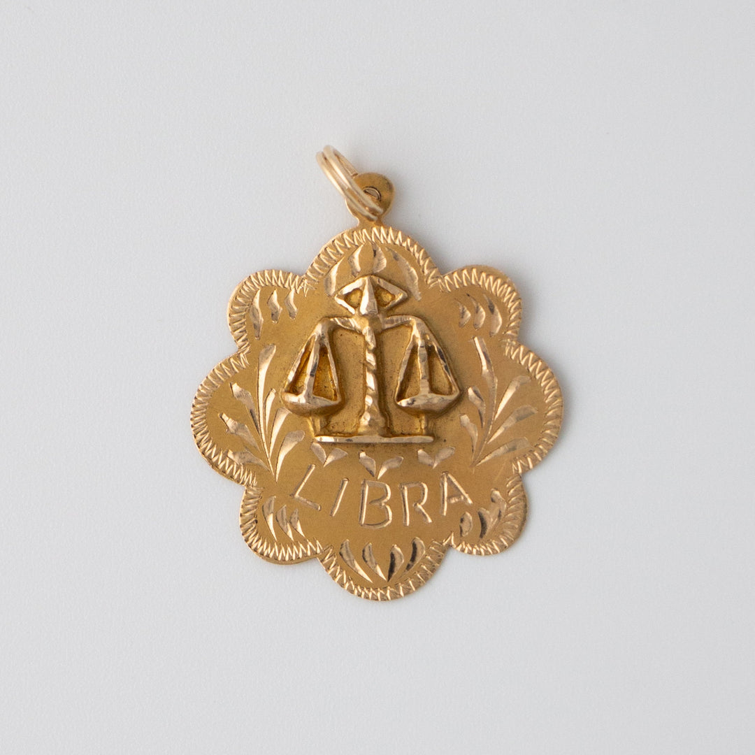 Vintage 14k Yellow Gold Libra Pendant