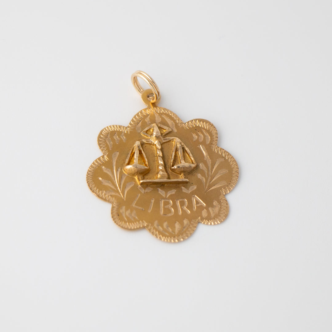 Vintage 14k Yellow Gold Libra Pendant