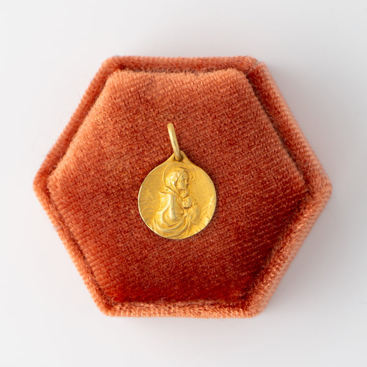 Vintage 18k Yellow Gold Mother Mary Pendant