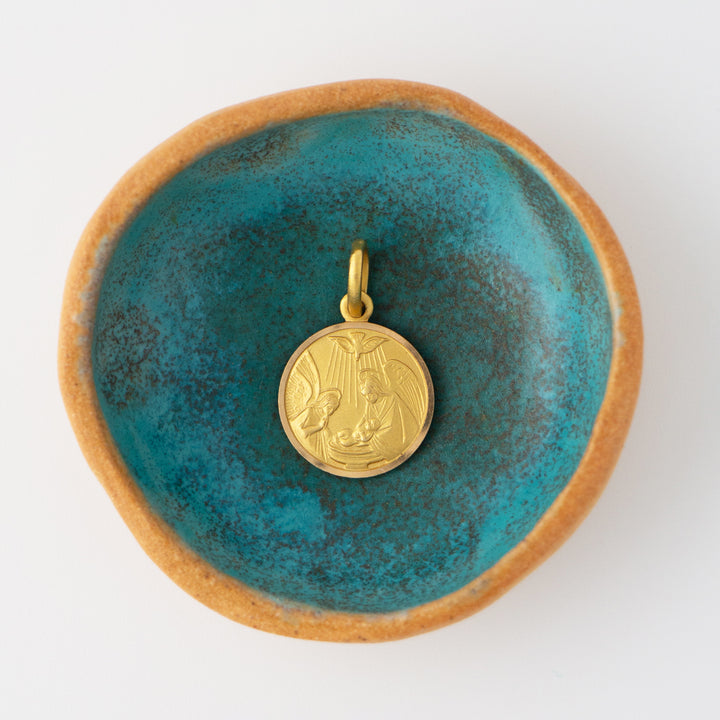 Vintage 18k Yellow Gold Baptism Pendant