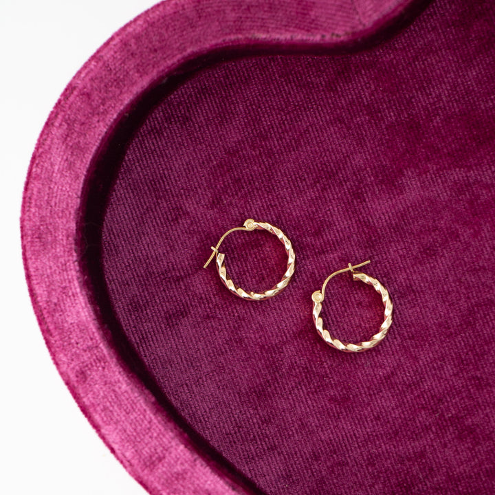 Vintage Yellow 14k Gold Hoop Earrings