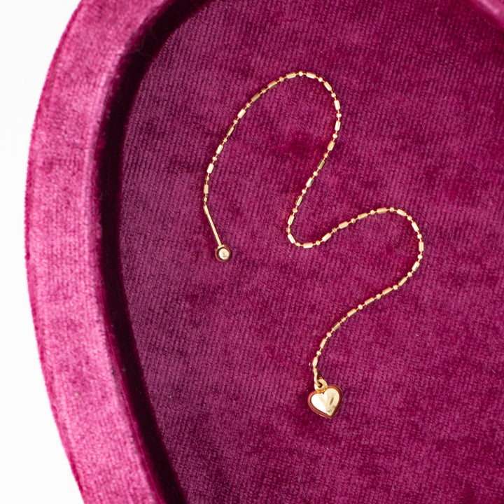 Vintage 14k Yellow Gold Heart Earring Lace
