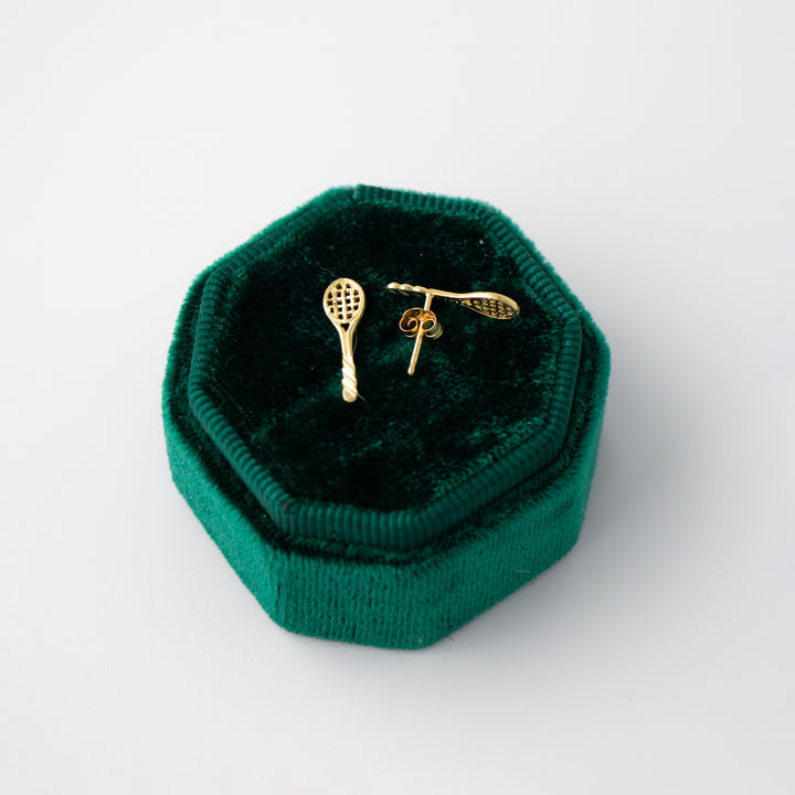 Vintage Yellow 14k Gold Tennis Racket Earring Studs
