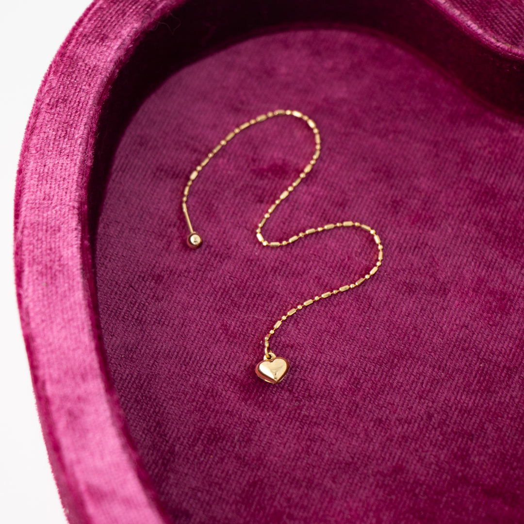 Vintage 14k Yellow Gold Heart Earring Lace