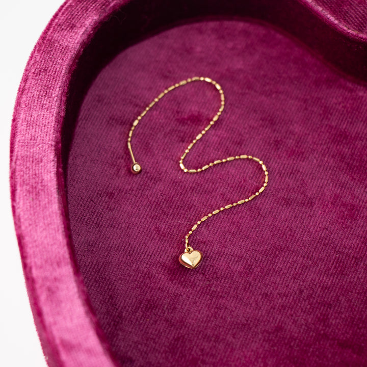 Vintage 14k Yellow Gold Heart Earring Lace