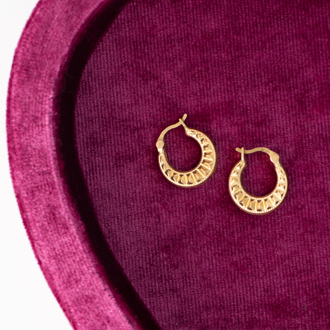 Vintage Yellow 14k Gold Hoop Earrings