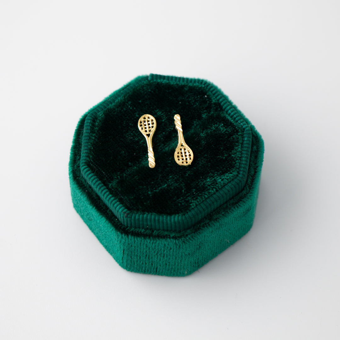 Vintage Yellow 14k Gold Tennis Racket Earring Studs