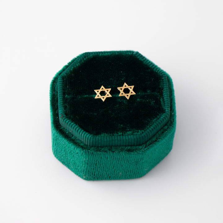 Vintage Yellow 14k Gold Tiny Star of David Earring Studs