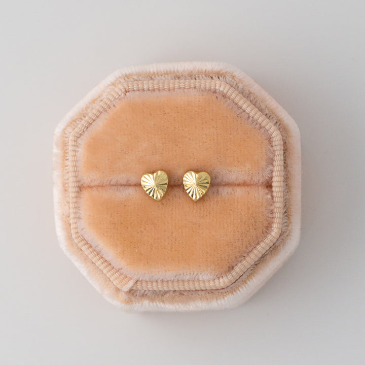 Vintage Yellow 14k Gold Heart Earring Studs