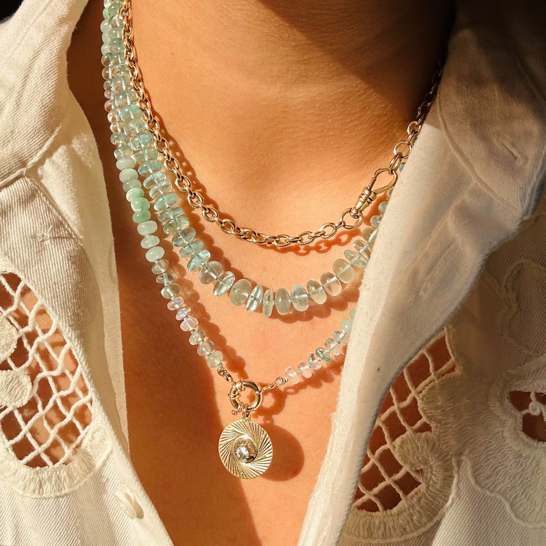 Engine Turned Vintage Charm with Aquamarine