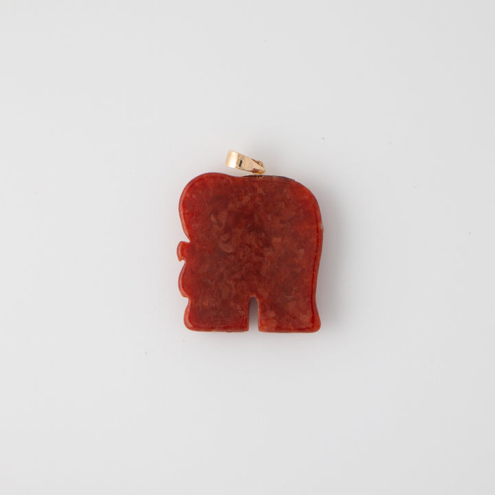 Vintage 14k Yellow Gold & Carnelian Elephant Pendant