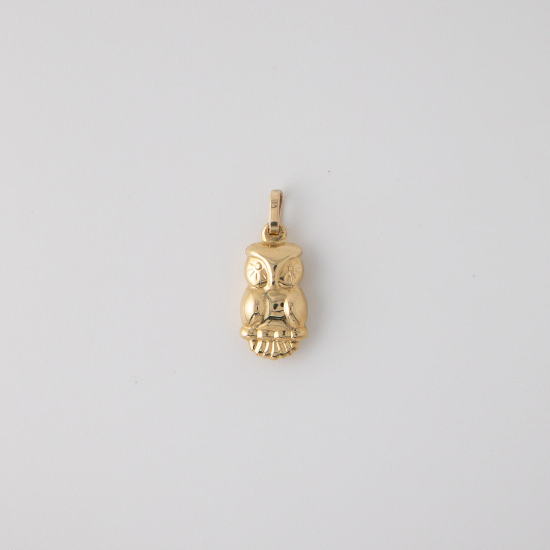 Vintage 14k Yellow Gold Owl Charm