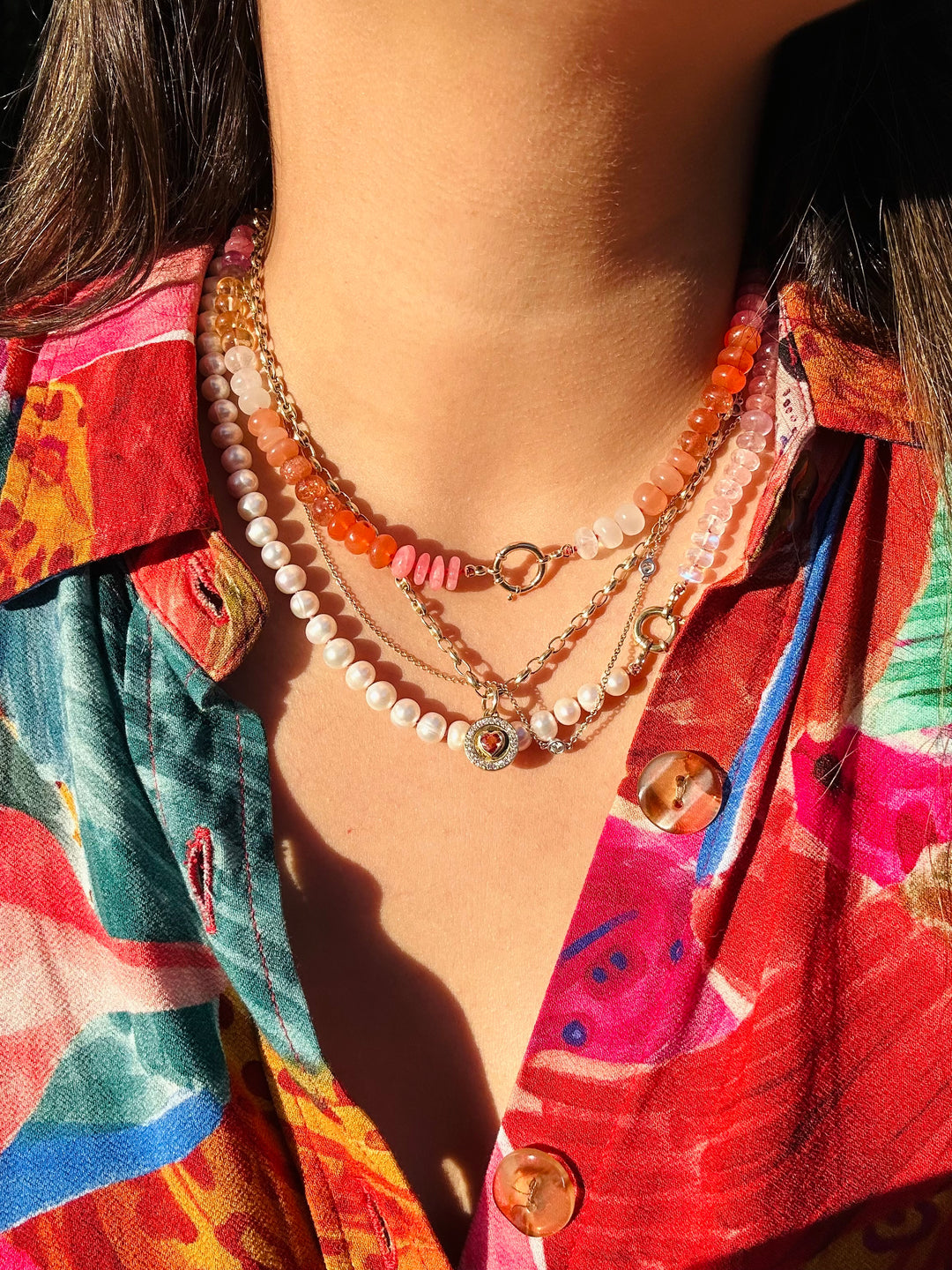 Playa Blanca — Gemstone & Pearls Necklace