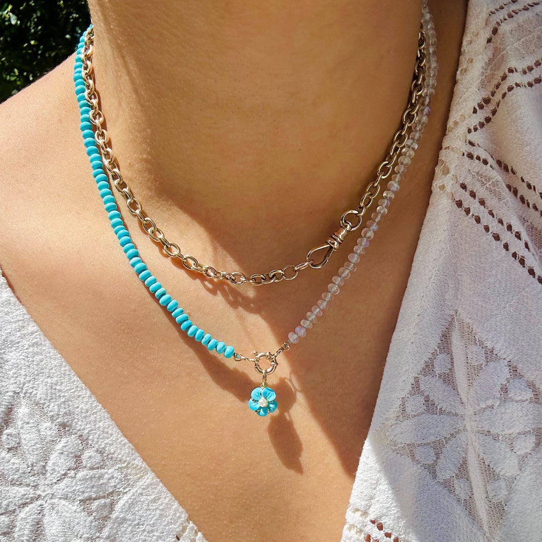 Sara — Sleeping Beauty Turquoise & Moonstone Necklace