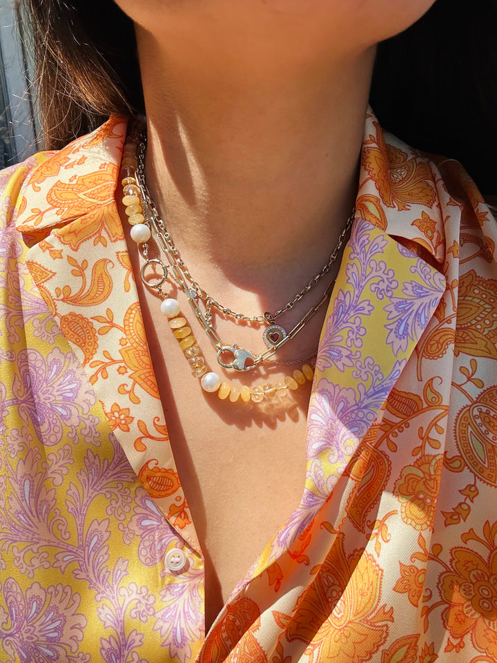 Girasol — Citrine, Yellow Jade & Pearls Necklace