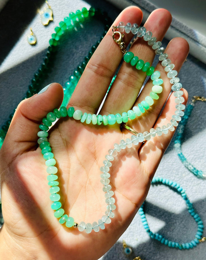 Adela — Chrysoprase & Aquamarine Necklace