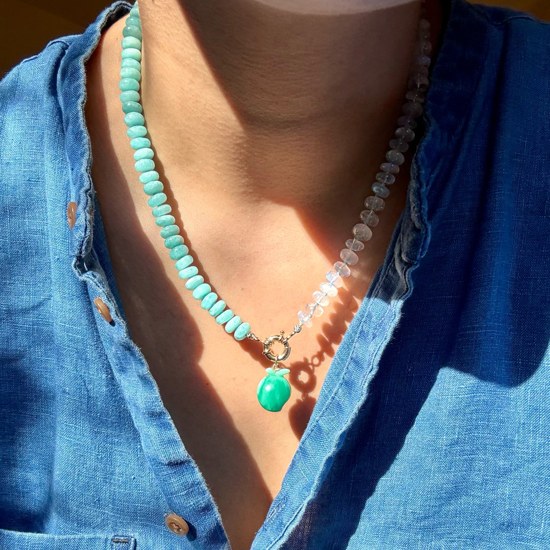 Five a Day — Mango Chrysoprase Carvings with 14k gold