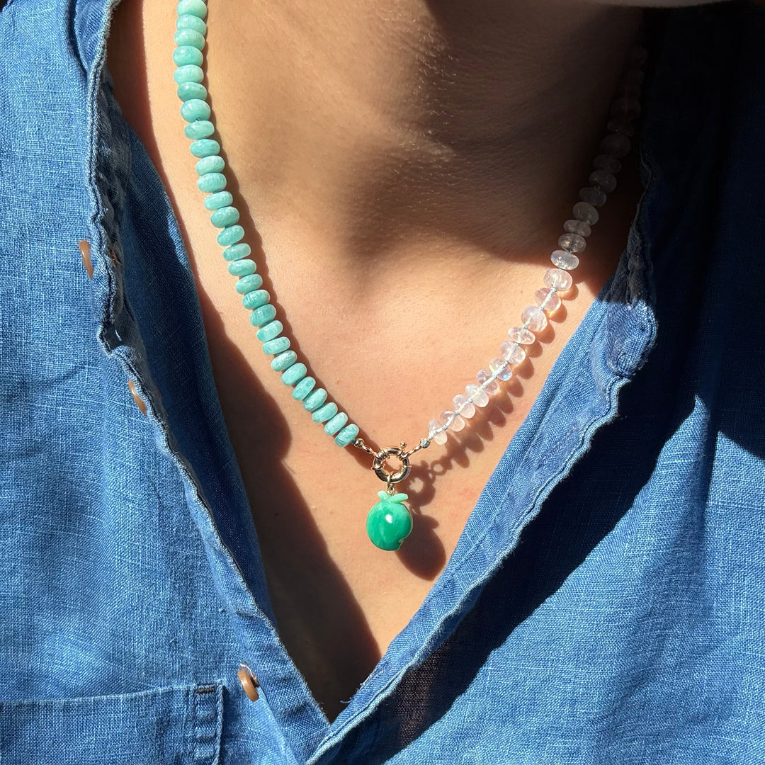 Five a Day — Mango Chrysoprase Carvings with 14k gold