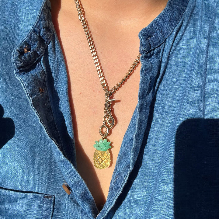 Five a Day — Pineapple Lemon Quartz & Chrysoprase Carvings with 14k gold