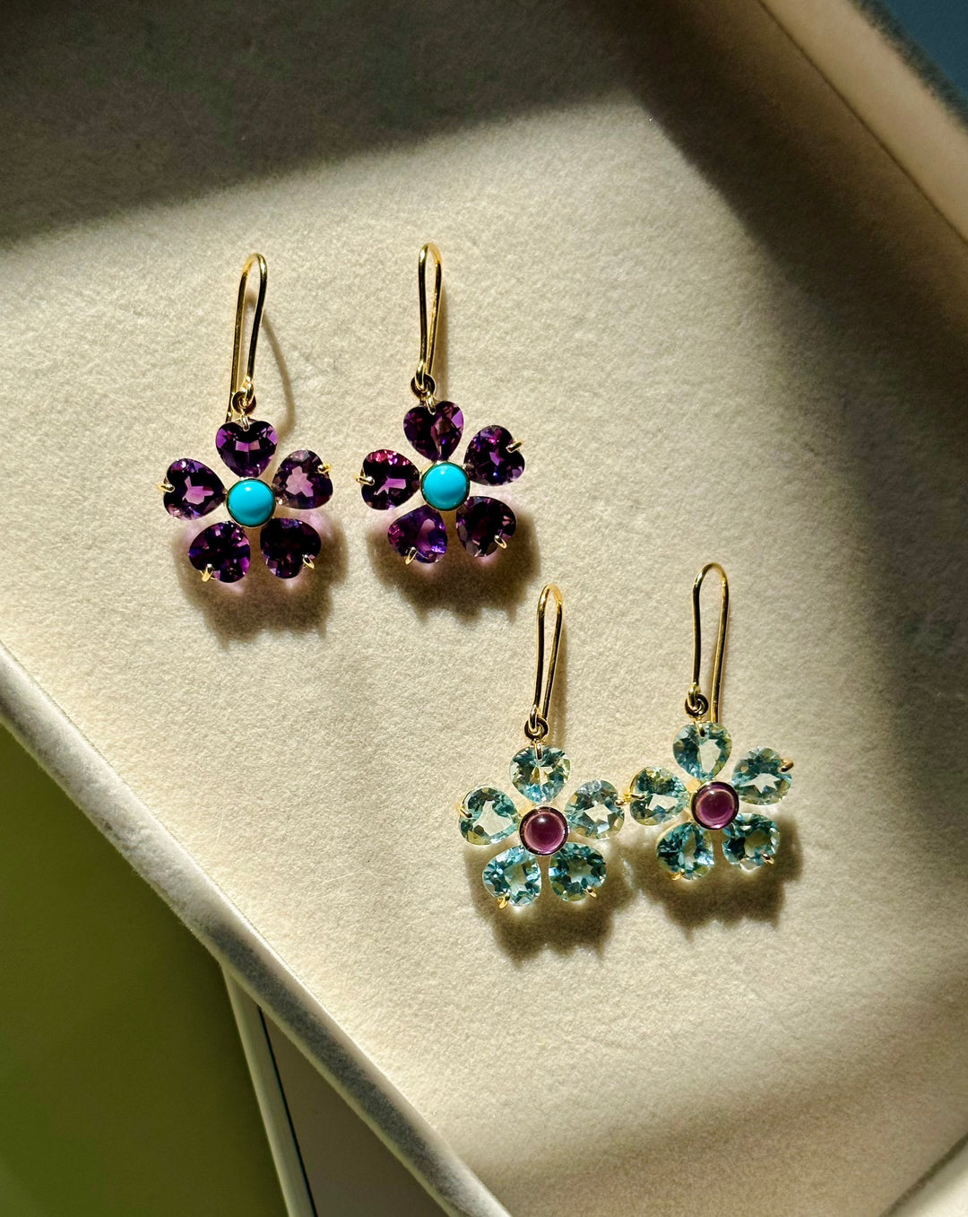 Gemstone Flower Earrings