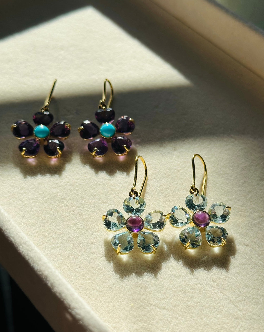 Gemstone Flower Earrings