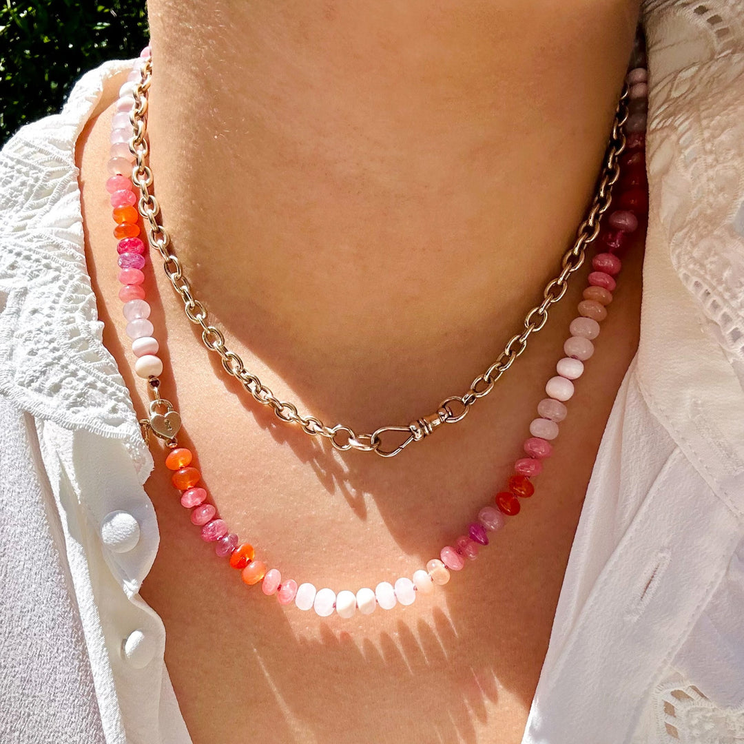 Anita — Pink & Orange Multi-Gemstone Necklace