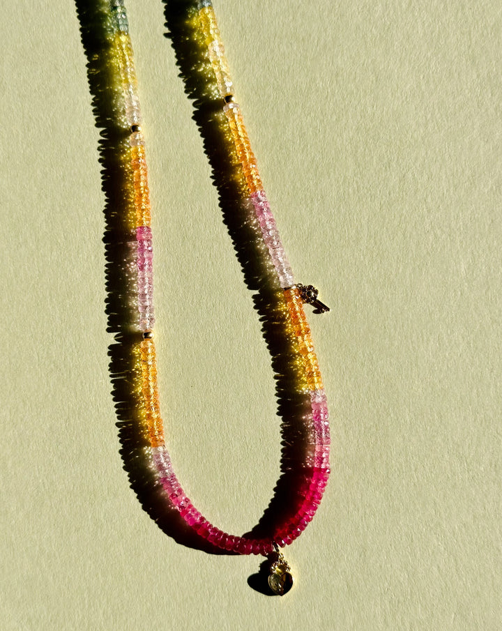 Penelope — Sapphire Necklace with Gold and Diamond Charms