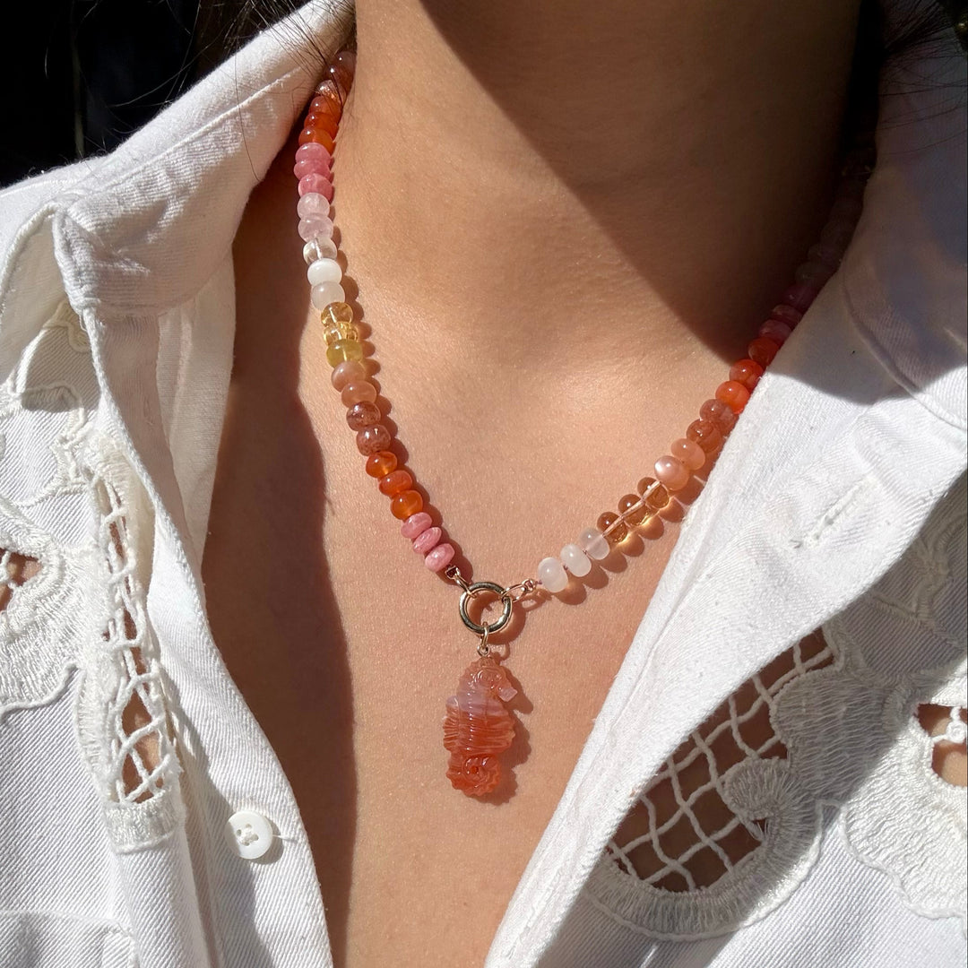Sea Horses — Carnelian Carvings with 14k gold