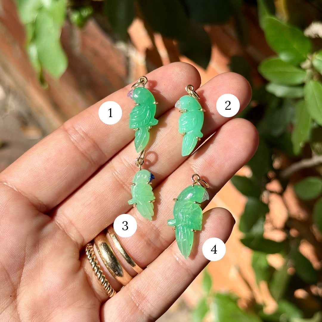[New] Pericos — Chrysoprase Carvings with 14k gold