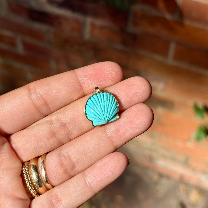 Sea Shell — Turquoise Carving with 14k gold