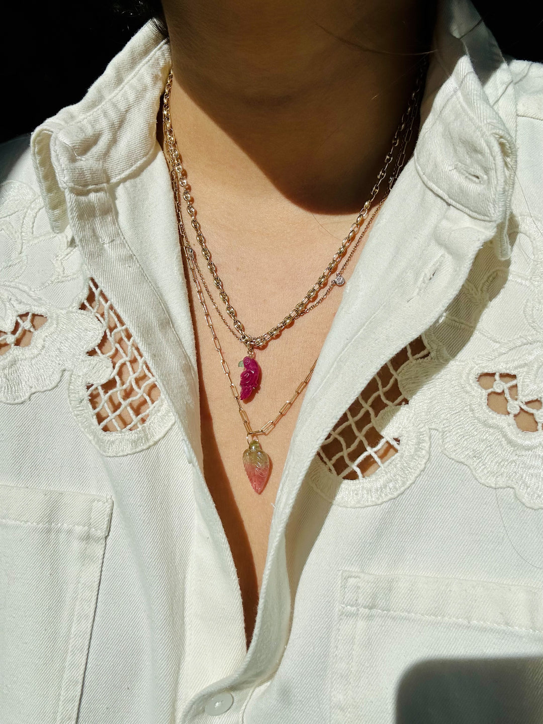 Multi-colored Tourmaline Leaf Pendants