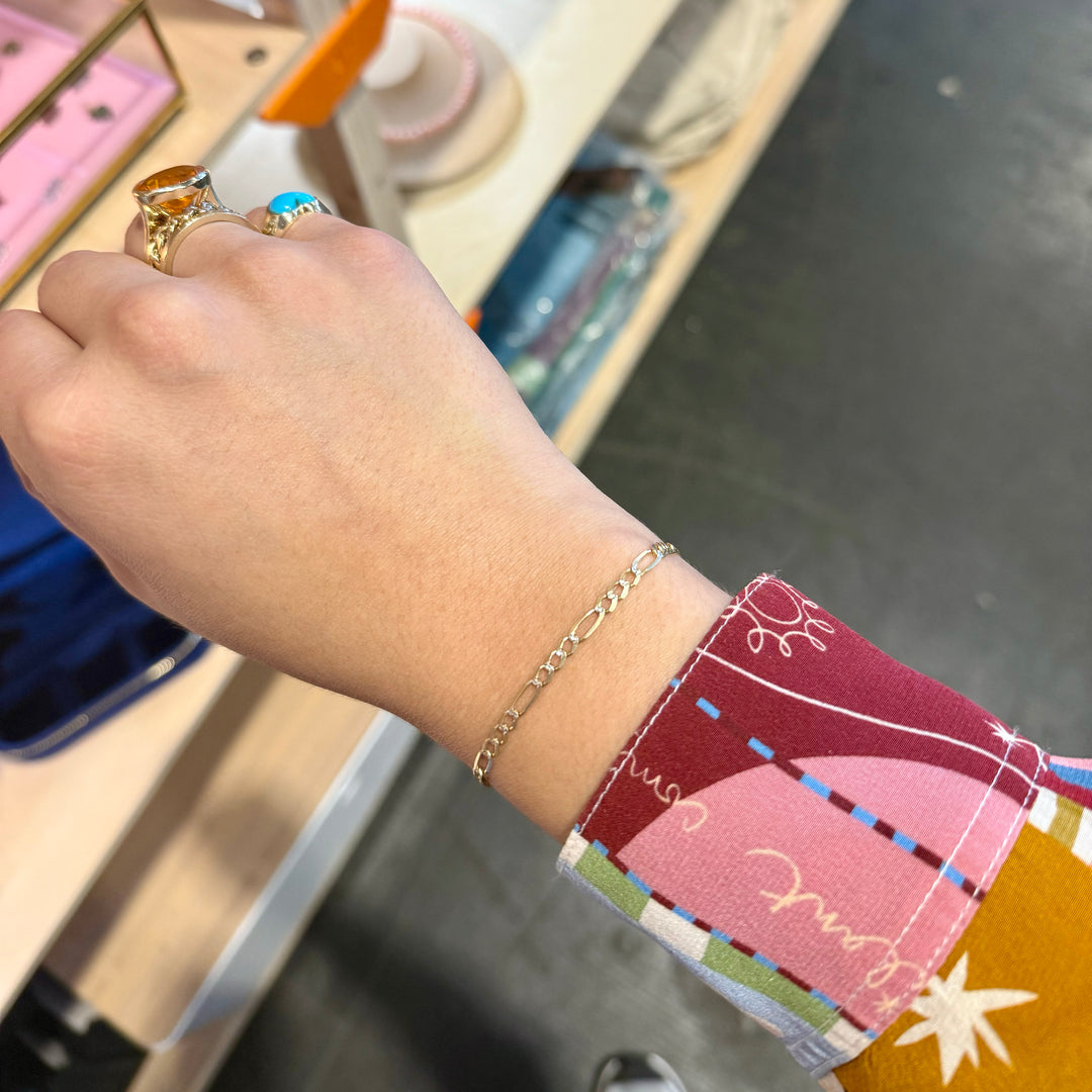 Vintage 14k Yellow Gold Figaro Bracelet
