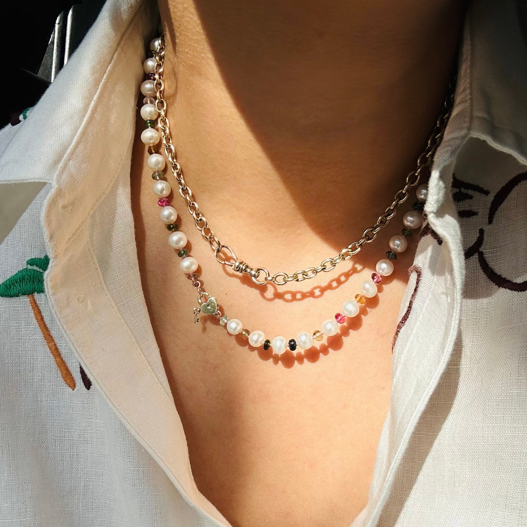 Paige — Tourmaline & Pearl Knotted Necklace