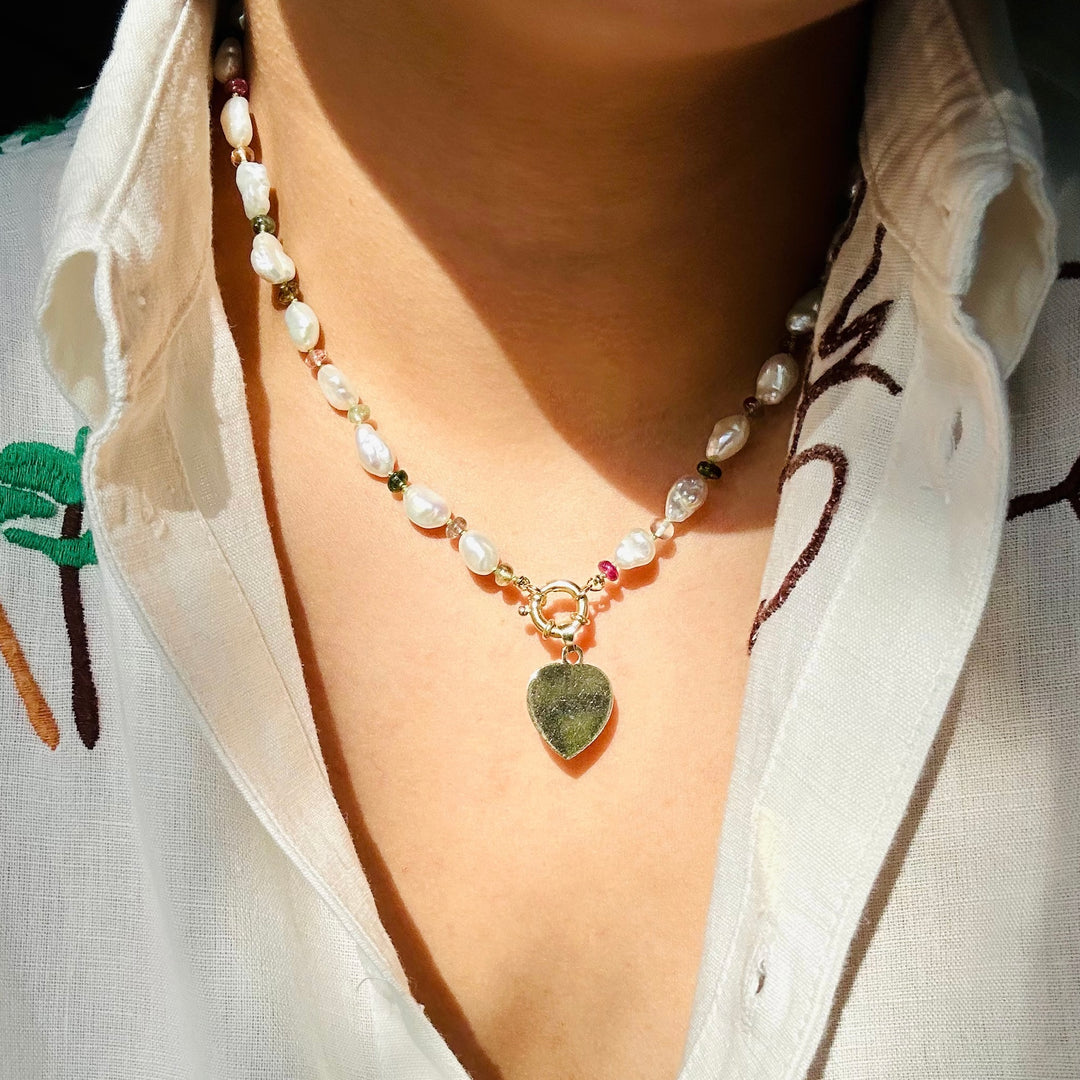 Palmer — Tourmaline & Pearl Knotted Necklace