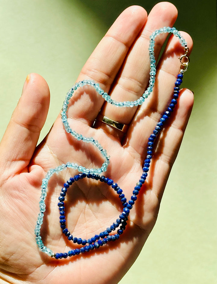 Emilia — Mini Lapis Lazuli and Apatite Necklaces