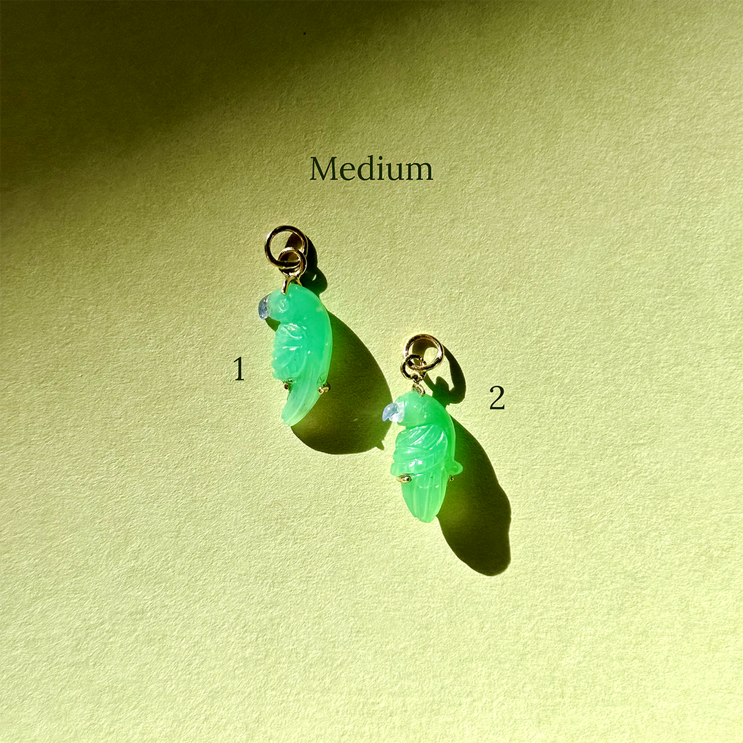 Pericos — Chrysoprase Parrot Carving with 14k gold