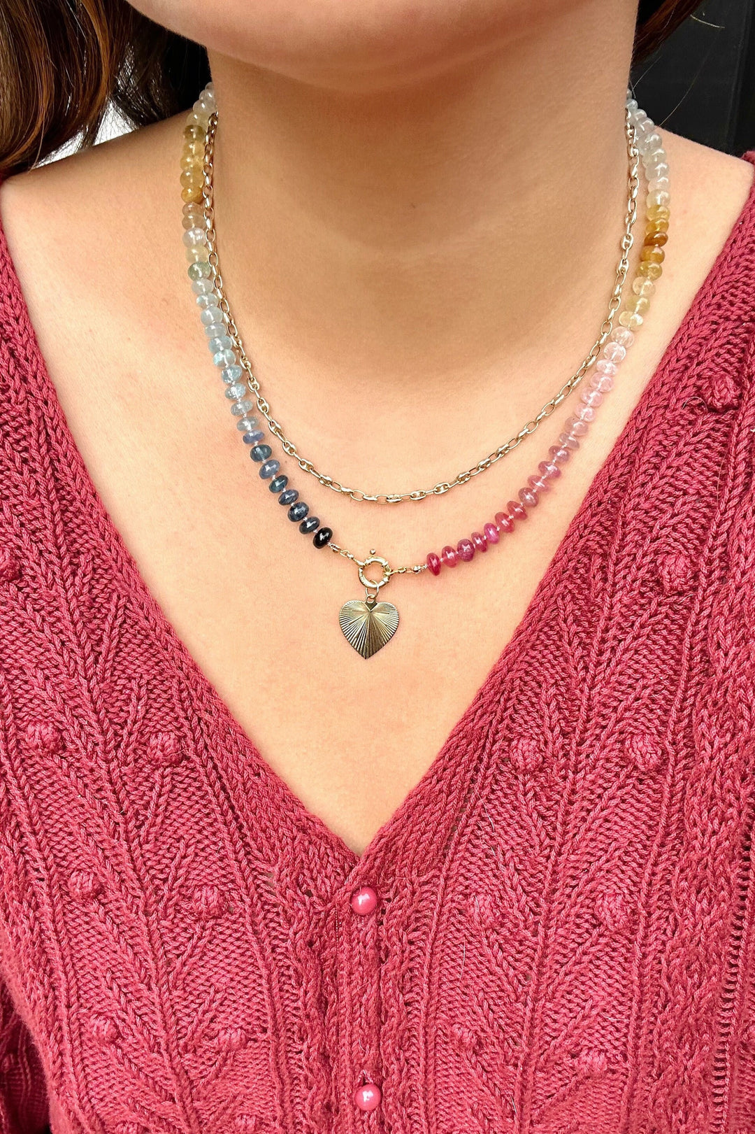 Cristina — Sapphire, Aquamarine, & Morganite Necklace